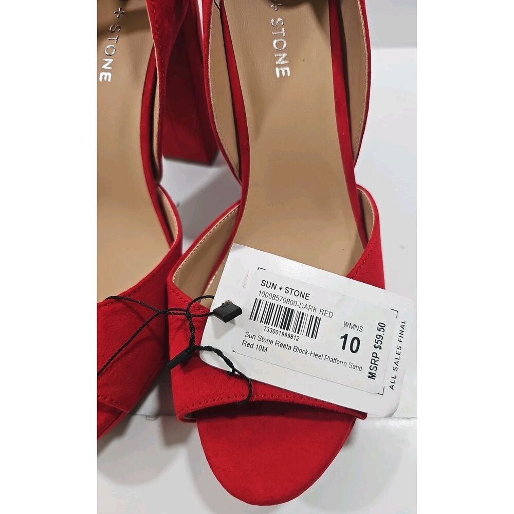 Sun + Stone High Block Platform Heels Size 10M Shoes Open Toe Ankle Strap NWOB - Picture 7 of 14